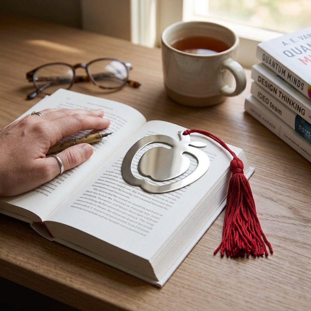 Apple Shaped Bookmark & Tassel-1