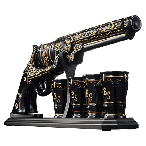 Gifts for Men Dad Hand Painted Pistol Gun Whiskey Decanter