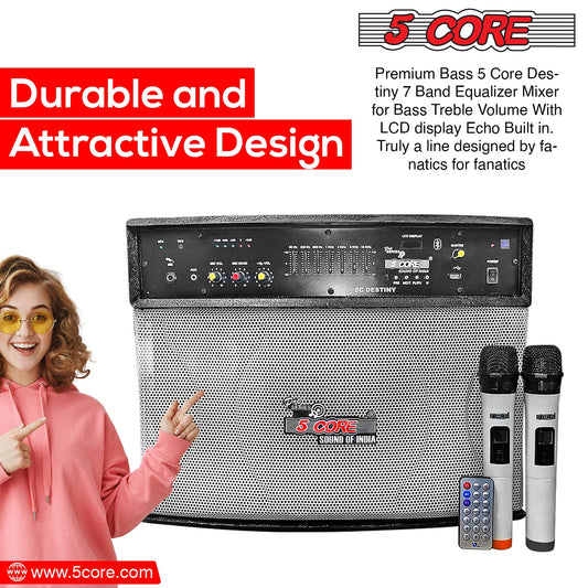 5 Core Wireless Portable PA System  400W PMPO Active Powered Bluetooth Compatible Karaoke Speaker