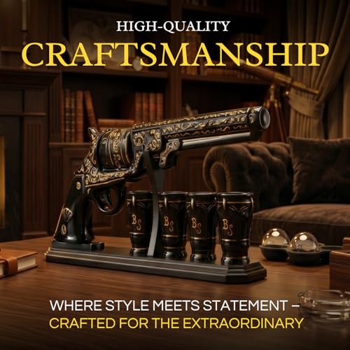 Gifts for Men Dad Hand Painted Pistol Gun Whiskey Decanter
