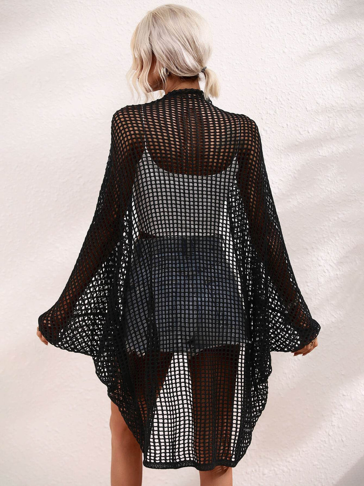 Openwork Open Front Longline Cover Up-1